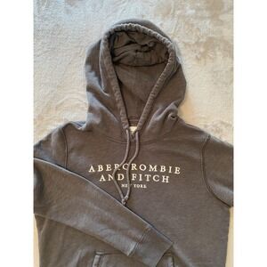 Abercrombie & Fitch Hoodie Mens Large Gray Soft A&F Collection Spellout Preppy